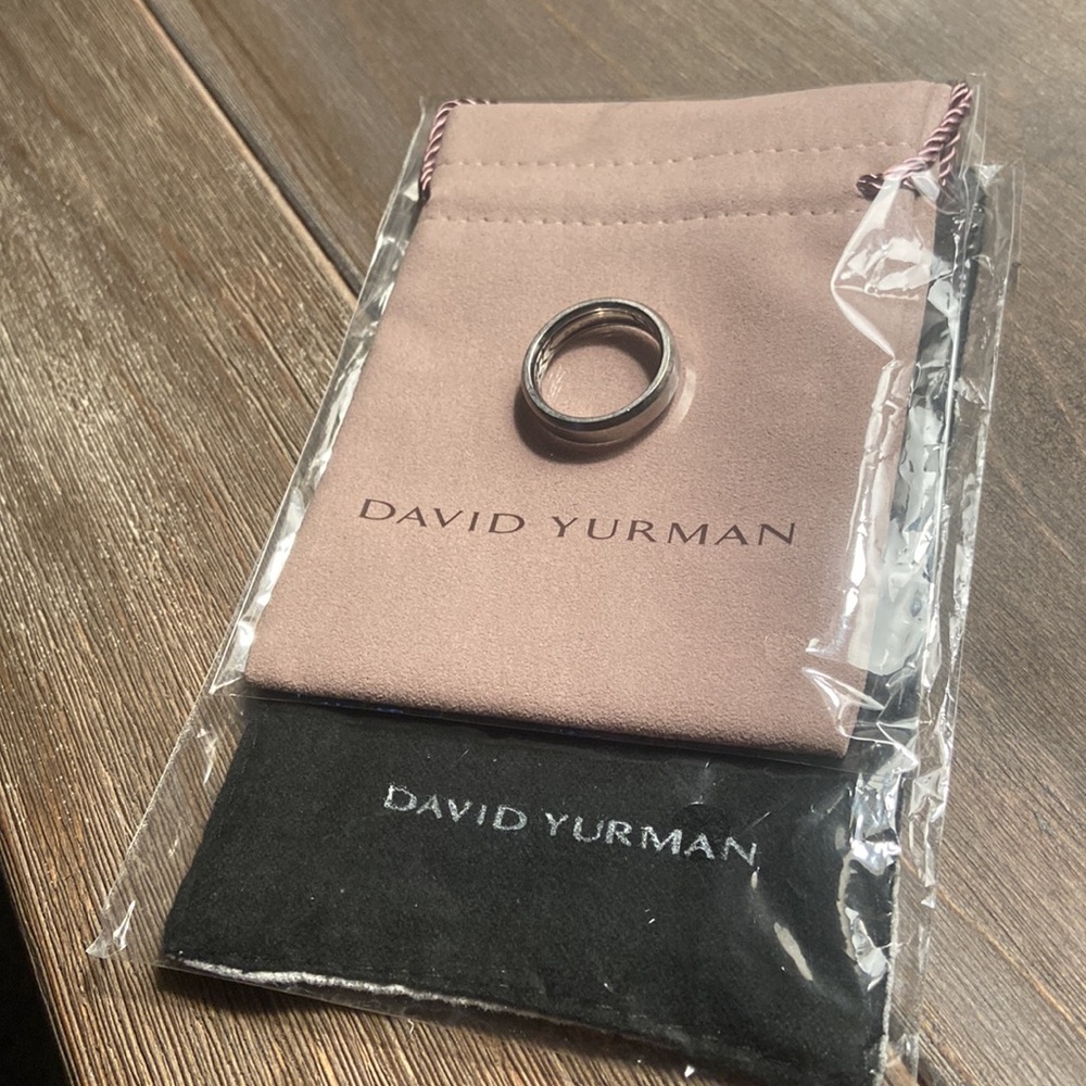 David Yurman Beveled Wedding Band Ring Grey Titanium 6mm Size 10 - Picture 5 of 11